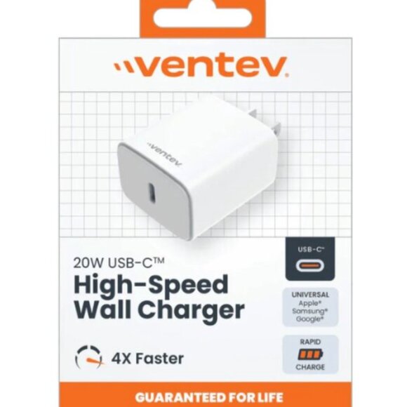 Ventev Wall Charger 1 Port 20 Watt USB-C Ultrafast Power Box in Retail Box White - Picture 9 of 9